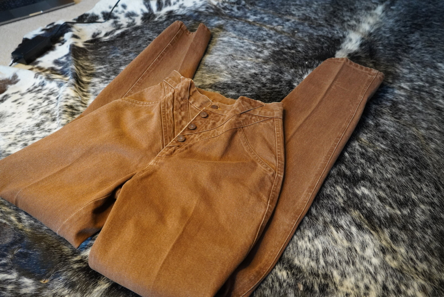 Brown Vintage Roper Jeans with Unique Button Detailing - 27