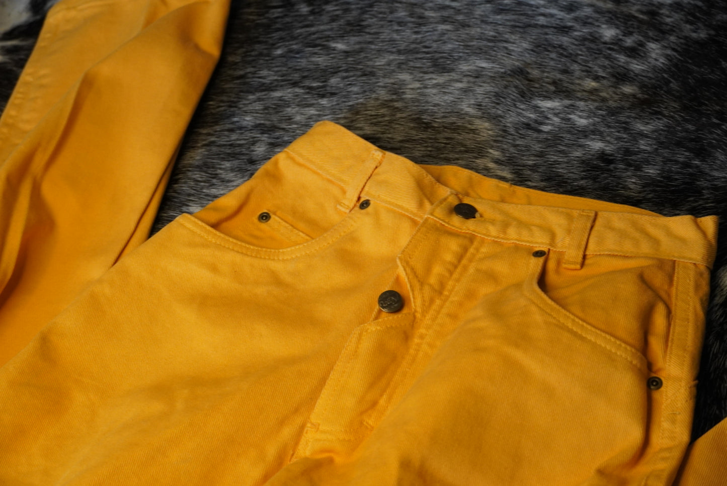 Yellow Vintage Roper Jeans with Unique Button Detailing - 26