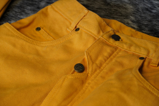 Yellow Vintage Roper Jeans with Unique Button Detailing - 26